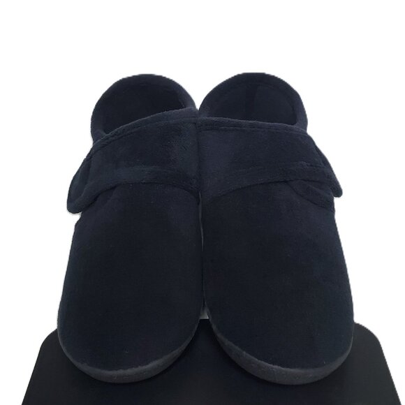 Isotoner Women's Microterry Velcro Slipper Black Size M - Picture 2 of 4